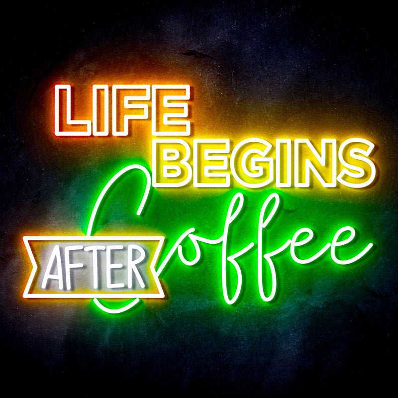 Life Begins After Coffee Ultra-Bright LED Sign with Remote (Neon-Style, LED Technology) - LED Gift Works