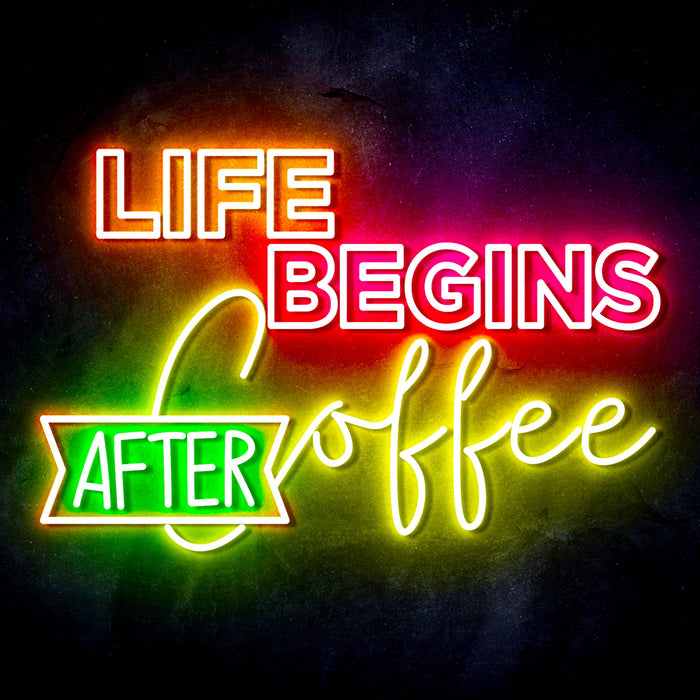 Life Begins After Coffee Ultra-Bright LED Sign with Remote (Neon-Style, LED Technology) - Way Up Gifts