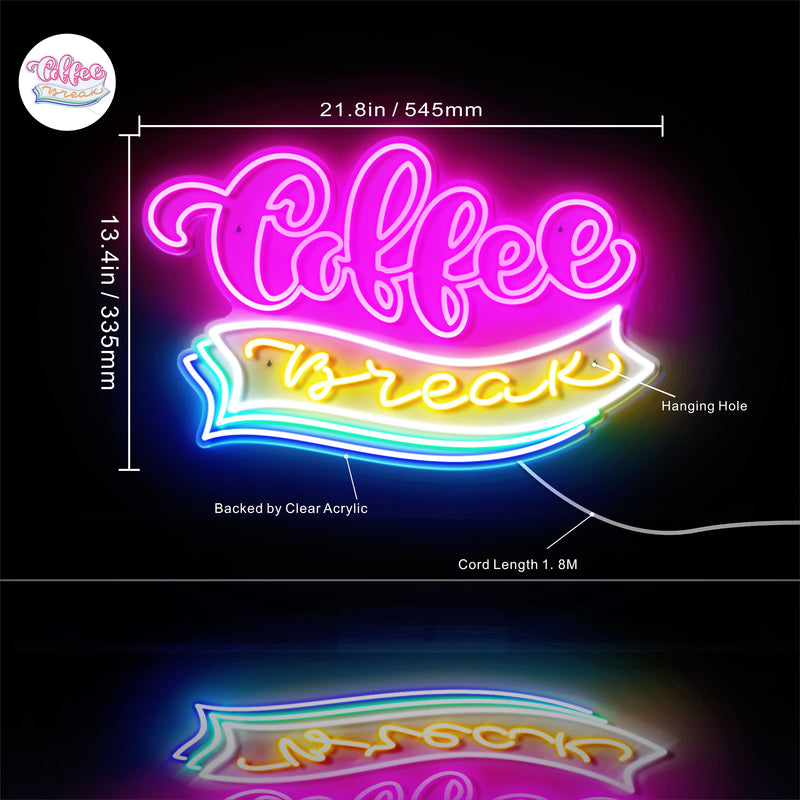 Coffee Break Ultra-Bright LED Sign with Remote (Neon-Style, LED Technology) - LED Gift Works