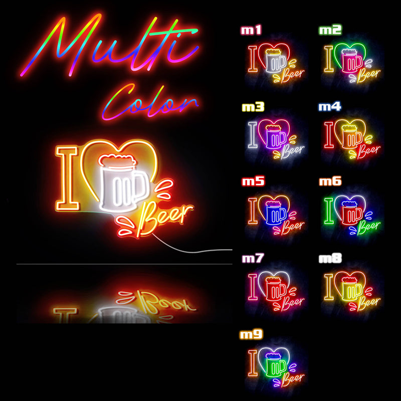 I Love Beer Ultra-Bright LED Sign with Remote (Neon-Style, LED Technology) - LED Gift Works