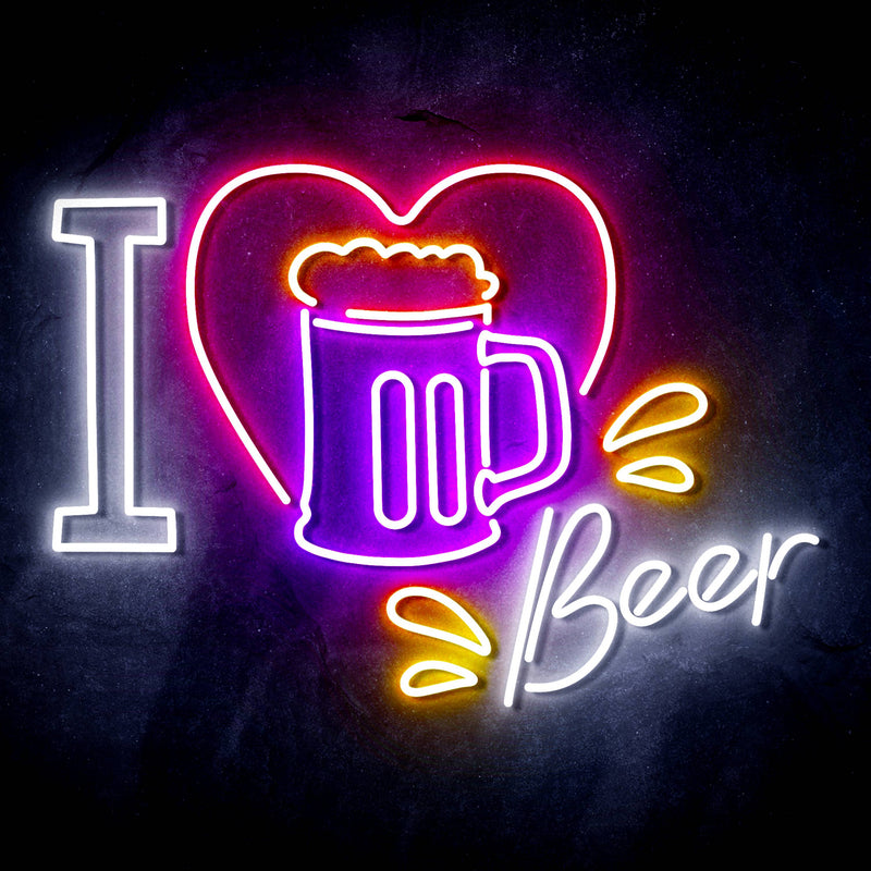 I Love Beer Ultra-Bright LED Sign with Remote (Neon-Style, LED Technology) - LED Gift Works