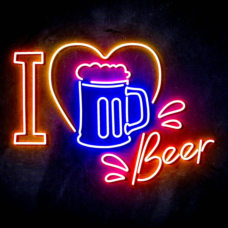 I Love Beer Ultra-Bright LED Sign with Remote (Neon-Style, LED Technology) - LED Gift Works
