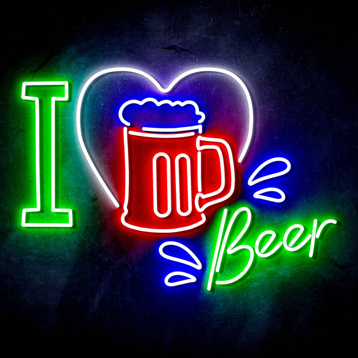 I Love Beer Ultra-Bright LED Sign with Remote (Neon-Style, LED Technology) - Way Up Gifts