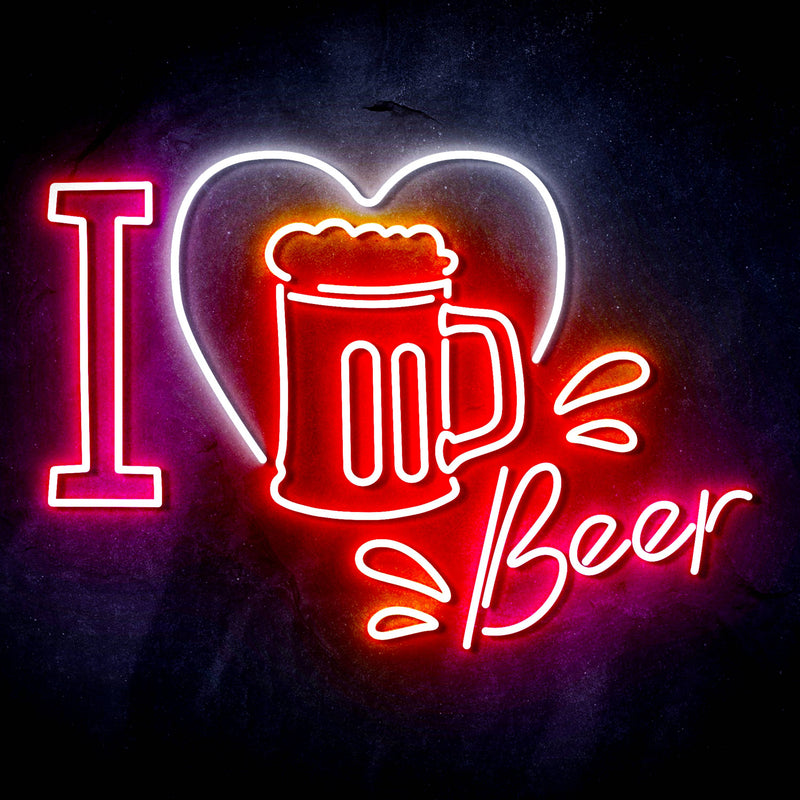I Love Beer Ultra-Bright LED Sign with Remote (Neon-Style, LED Technology) - LED Gift Works