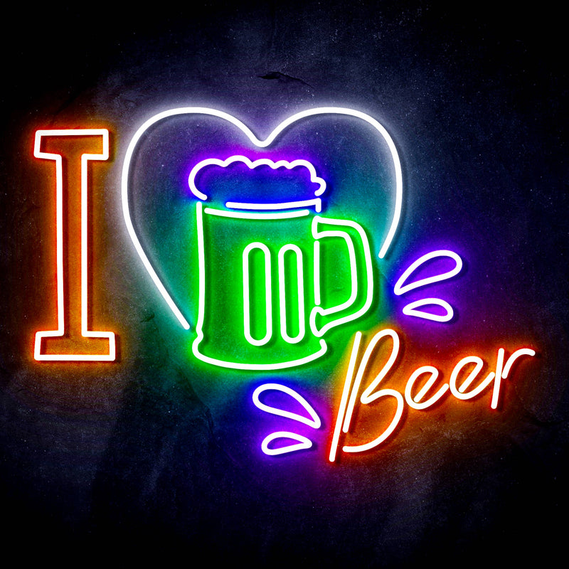 I Love Beer Ultra-Bright LED Sign with Remote (Neon-Style, LED Technology) - LED Gift Works