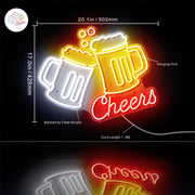Beer Bar Cheers Ultra-Bright LED Sign with Remote (Neon-Style, LED Technology) - LED Gift Works