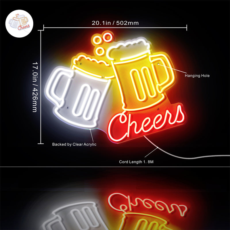 Beer Bar Cheers Ultra-Bright LED Sign with Remote (Neon-Style, LED Technology) - LED Gift Works