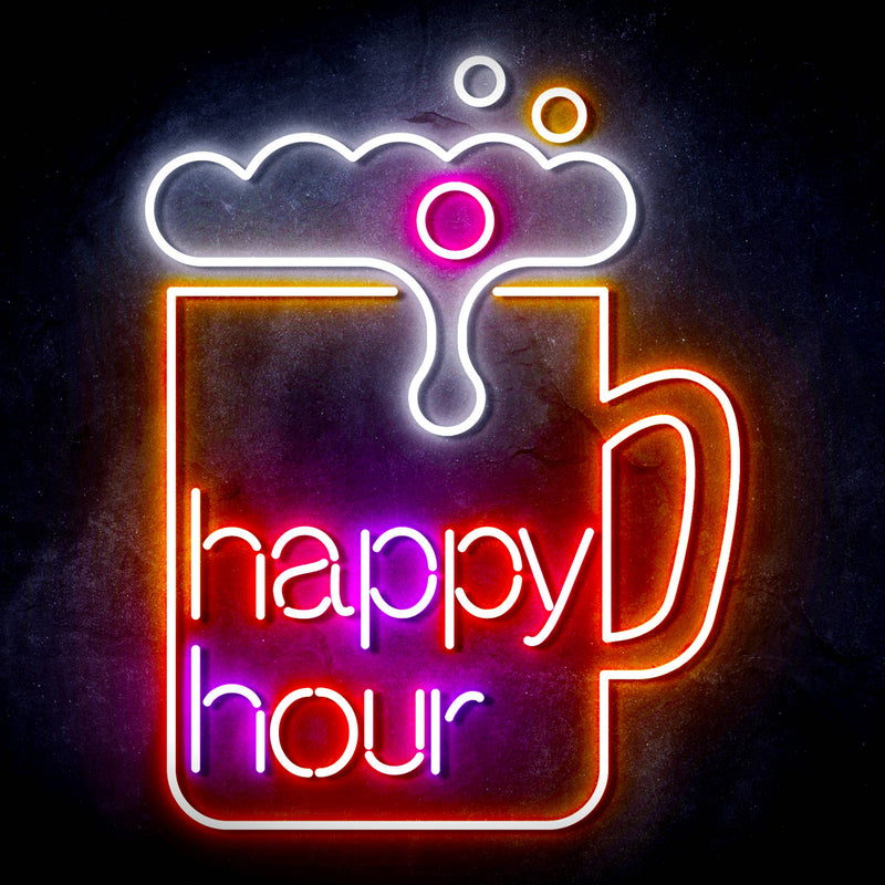 Happy Hour Led Signs Beer Happy Hour Ultra-Bright LED Sign with Remote (Neon-Style, LED Tec ...