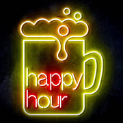 Beer Happy Hour Ultra-Bright LED Sign with Remote (Neon-Style, LED Technology) - LED Gift Works