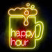 Beer Happy Hour Ultra-Bright LED Sign with Remote (Neon-Style, LED Technology) - Way Up Gifts