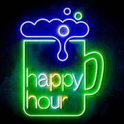 Beer Happy Hour Ultra-Bright LED Sign with Remote (Neon-Style, LED Technology) - LED Gift Works