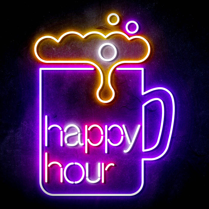 Beer Happy Hour Ultra-Bright LED Sign with Remote (Neon-Style, LED Technology) - Way Up Gifts