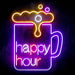 Beer Happy Hour Ultra-Bright LED Sign with Remote (Neon-Style, LED Technology) - Way Up Gifts