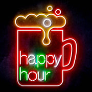 Beer Happy Hour Ultra-Bright LED Sign with Remote (Neon-Style, LED Technology) - LED Gift Works