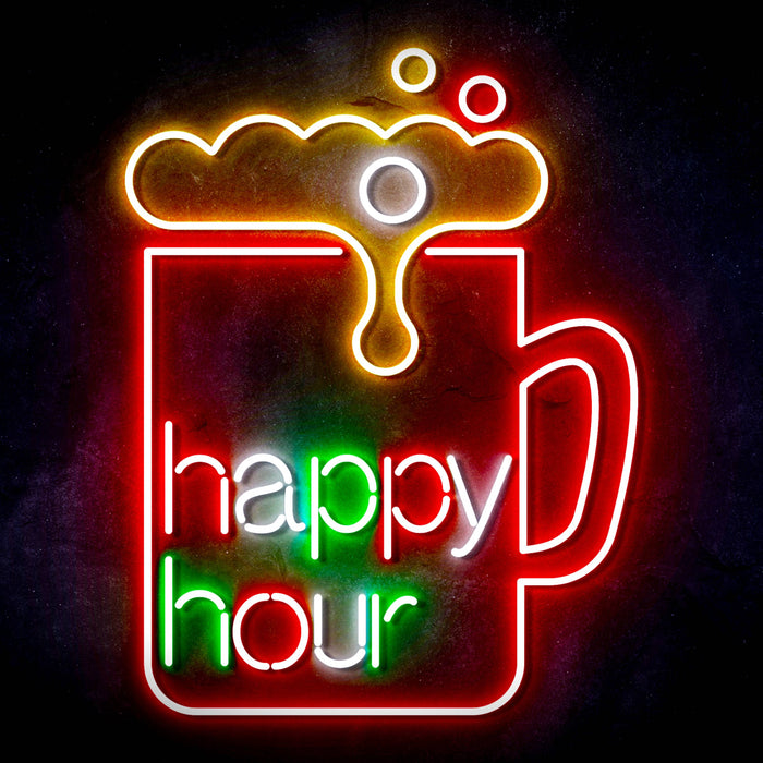 Beer Happy Hour Ultra-Bright LED Sign with Remote (Neon-Style, LED Technology) - Way Up Gifts
