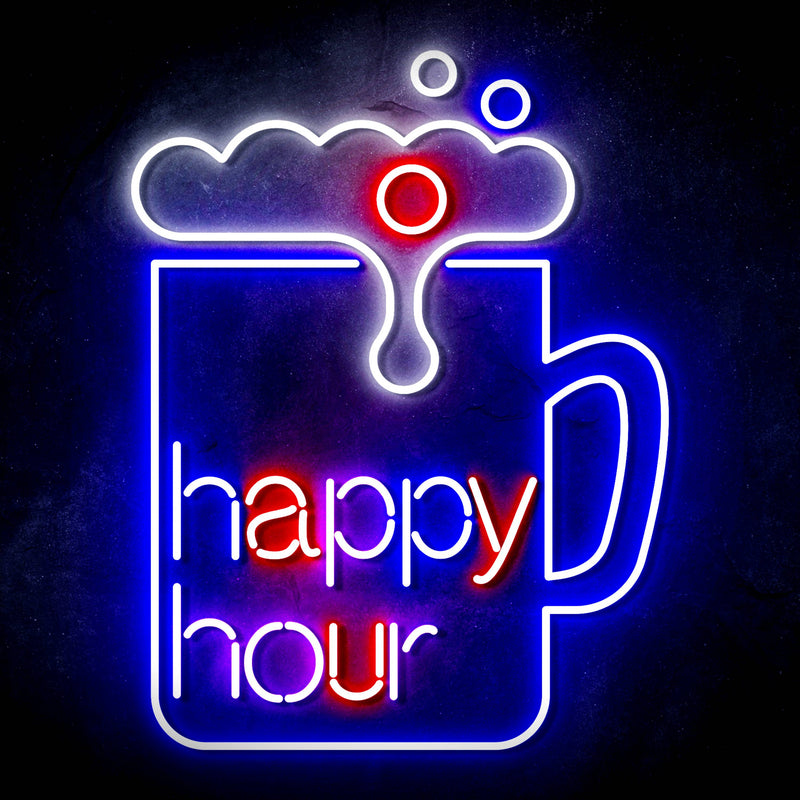 Beer Happy Hour Ultra-Bright LED Sign with Remote (Neon-Style, LED Technology) - LED Gift Works