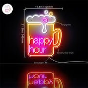 Beer Happy Hour Ultra-Bright LED Sign with Remote (Neon-Style, LED Technology) - LED Gift Works