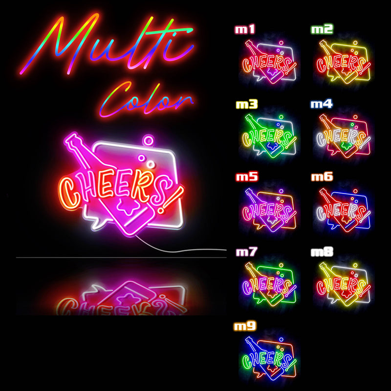 Beer Bottle Cheers Ultra-Bright LED Sign with Remote (Neon-Style, LED Technology) - LED Gift Works