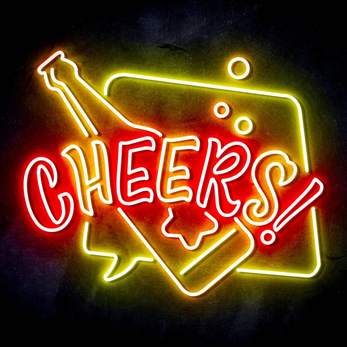 Beer Bottle Cheers Ultra-Bright LED Sign with Remote (Neon-Style, LED Technology) - Way Up Gifts
