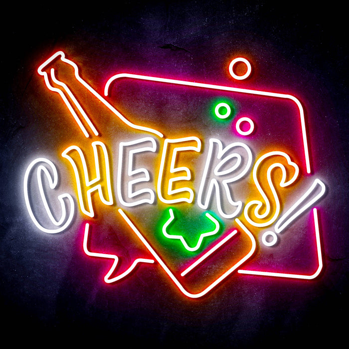 Beer Bottle Cheers Ultra-Bright LED Sign with Remote (Neon-Style, LED Technology) - Way Up Gifts