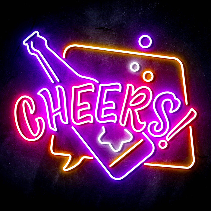 Beer Bottle Cheers Ultra-Bright LED Sign with Remote (Neon-Style, LED Technology) - Way Up Gifts
