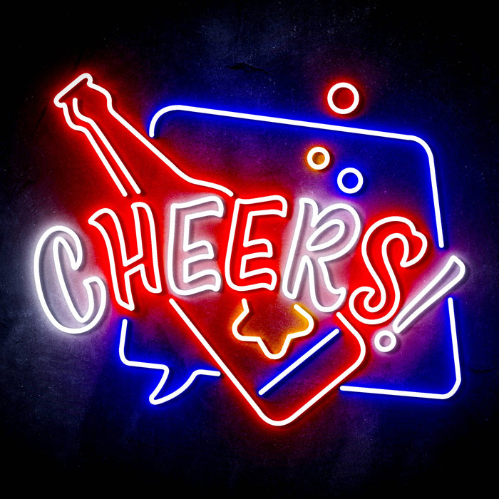 Beer Bottle Cheers Ultra-Bright LED Sign with Remote (Neon-Style, LED Technology) - Way Up Gifts