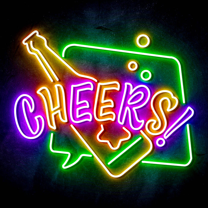 Beer Bottle Cheers Ultra-Bright LED Sign with Remote (Neon-Style, LED Technology) - Way Up Gifts