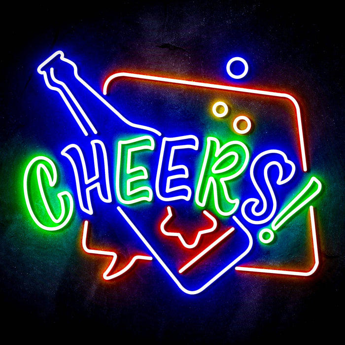 Beer Bottle Cheers Ultra-Bright LED Sign with Remote (Neon-Style, LED Technology) - Way Up Gifts