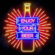 Enjoy Your Beer Ultra-Bright LED Sign with Remote (Neon-Style, LED Technology) - LED Gift Works