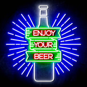 Enjoy Your Beer Ultra-Bright LED Sign with Remote (Neon-Style, LED Technology) - LED Gift Works