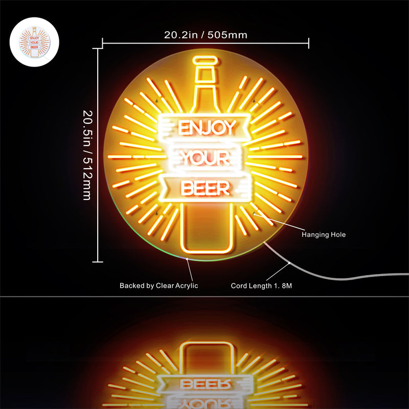 Enjoy Your Beer Ultra-Bright LED Sign with Remote (Neon-Style, LED Technology) - LED Gift Works