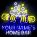 Personalized Ultra-Bright Beer Mugs Home Bar LED Sign with Remote (Neon-Style, LED Technology) - Way Up Gifts