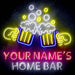 Personalized Ultra-Bright Beer Mugs Home Bar LED Sign with Remote (Neon-Style, LED Technology) - Way Up Gifts