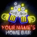 Personalized Ultra-Bright Beer Mugs Home Bar LED Sign with Remote (Neon-Style, LED Technology) - Way Up Gifts