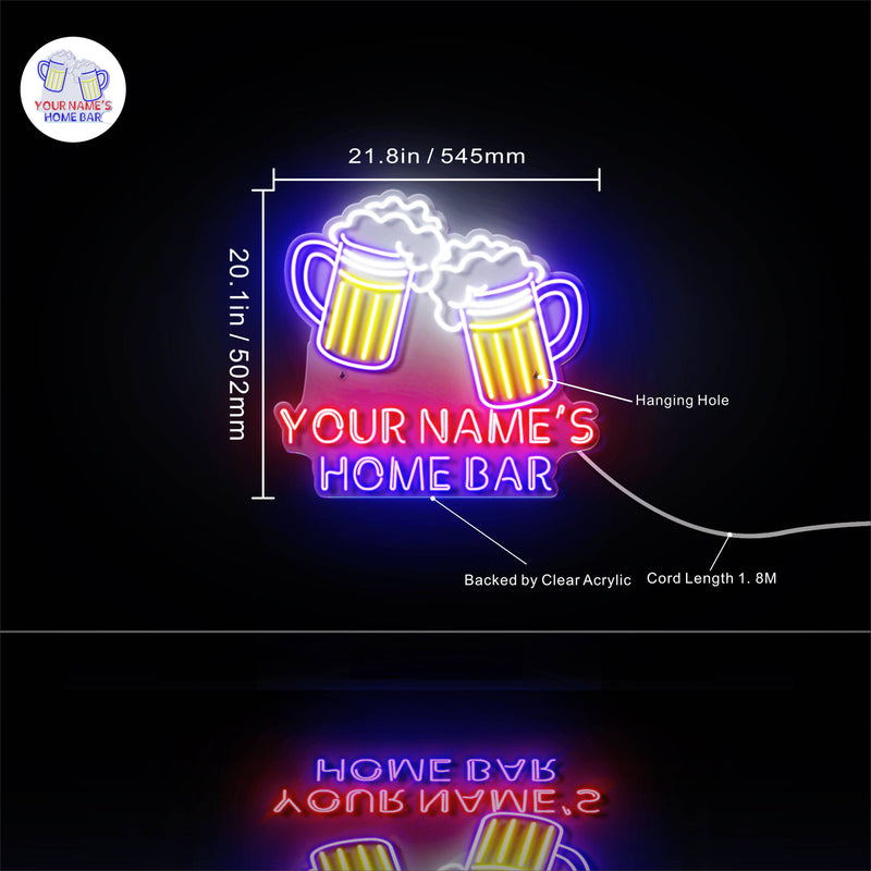 Custom Ultra-Bright Beer Mugs Bar LED Sign with Remote (Neon-Style, LED Technology) - LED Gift Works