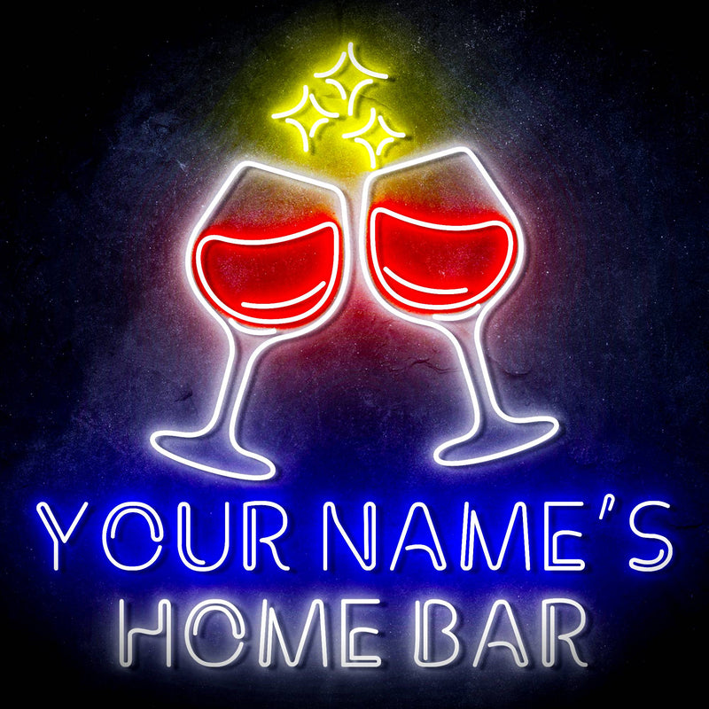 Personalized Ultra-Bright Wine Glasses Home Bar LED Sign with Remote (Neon-Style, LED Technology) - LED Gift Works