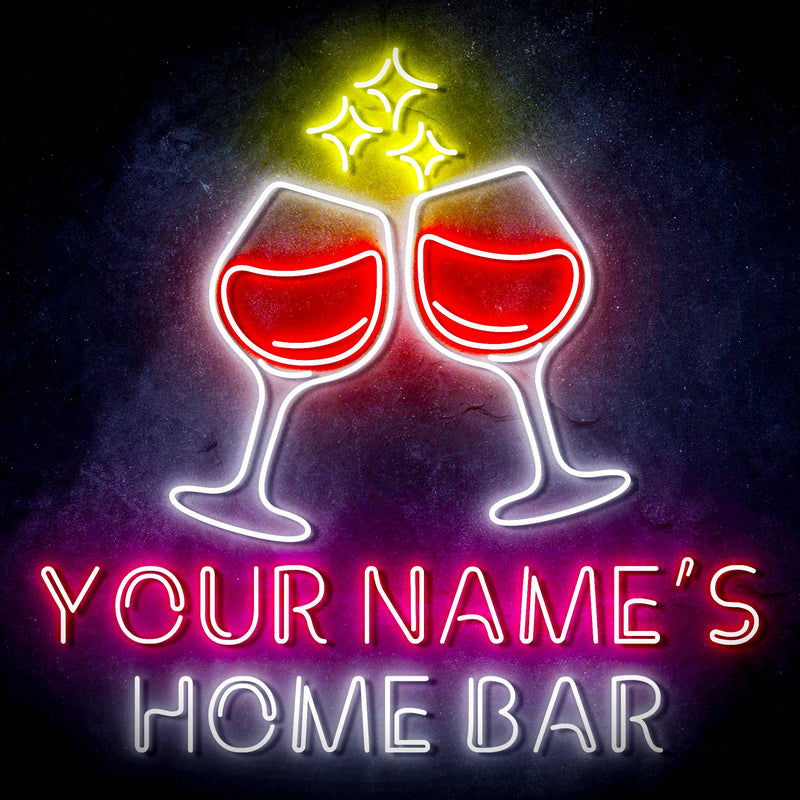 Personalized Ultra-Bright Wine Glasses Home Bar LED Sign with Remote (Neon-Style, LED Technology) - LED Gift Works