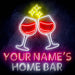 Personalized Ultra-Bright Wine Glasses Home Bar LED Sign with Remote (Neon-Style, LED Technology) - Way Up Gifts