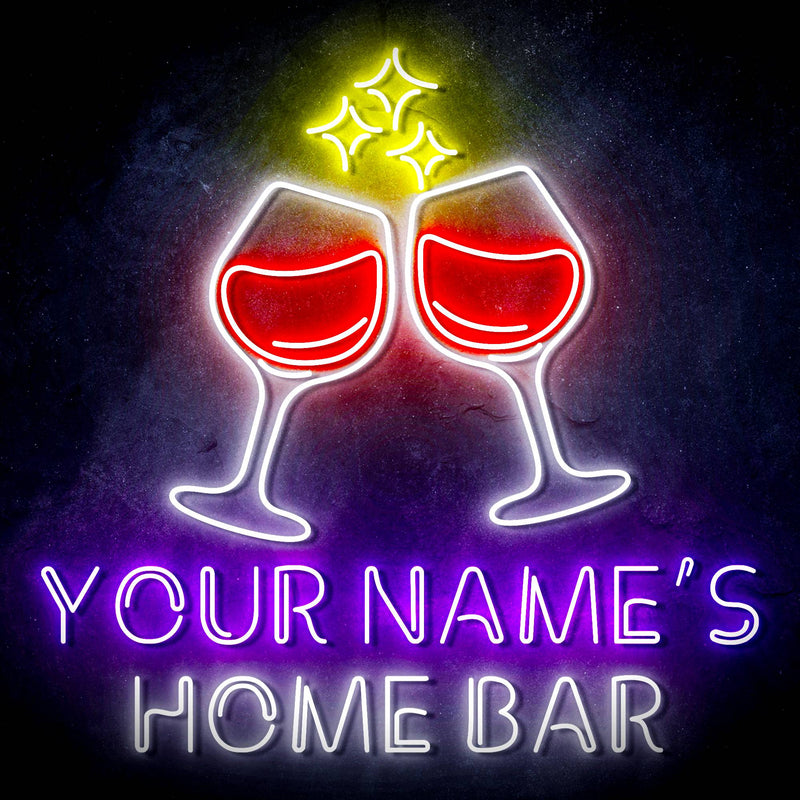 Personalized Ultra-Bright Wine Glasses Home Bar LED Sign with Remote (Neon-Style, LED Technology) - LED Gift Works