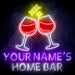 Personalized Ultra-Bright Wine Glasses Home Bar LED Sign with Remote (Neon-Style, LED Technology) - Way Up Gifts