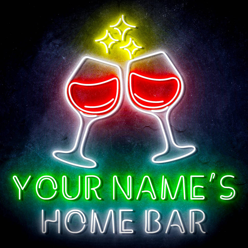 Personalized Ultra-Bright Wine Glasses Home Bar LED Sign with Remote (Neon-Style, LED Technology) - LED Gift Works