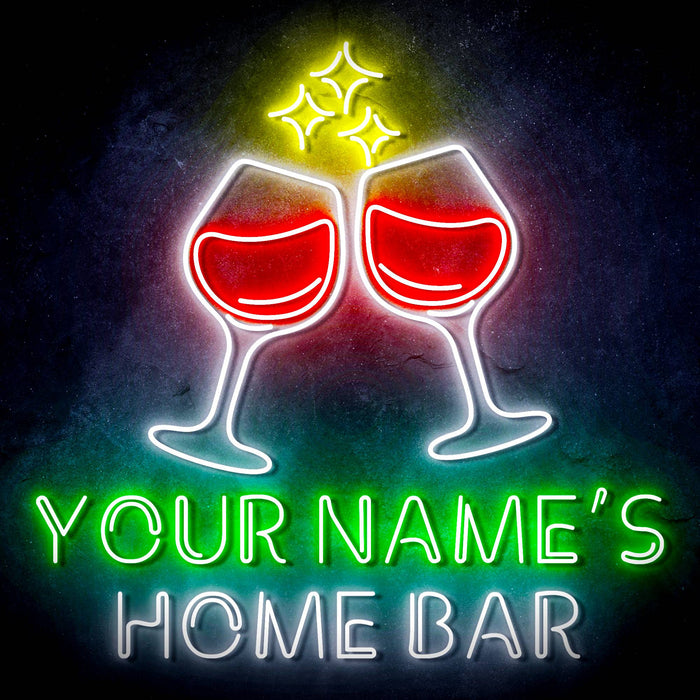 Personalized Ultra-Bright Wine Glasses Home Bar LED Sign with Remote (Neon-Style, LED Technology) - Way Up Gifts