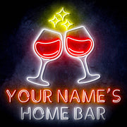 Personalized Ultra-Bright Wine Glasses Home Bar LED Sign with Remote (Neon-Style, LED Technology) - LED Gift Works
