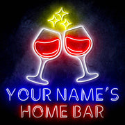 Personalized Ultra-Bright Wine Glasses Home Bar LED Sign with Remote (Neon-Style, LED Technology) - LED Gift Works