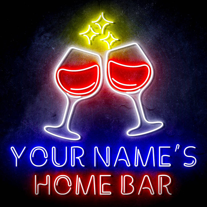 Personalized Ultra-Bright Wine Glasses Home Bar LED Sign with Remote (Neon-Style, LED Technology) - Way Up Gifts