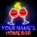 Personalized Ultra-Bright Wine Glasses Home Bar LED Sign with Remote (Neon-Style, LED Technology) - Way Up Gifts
