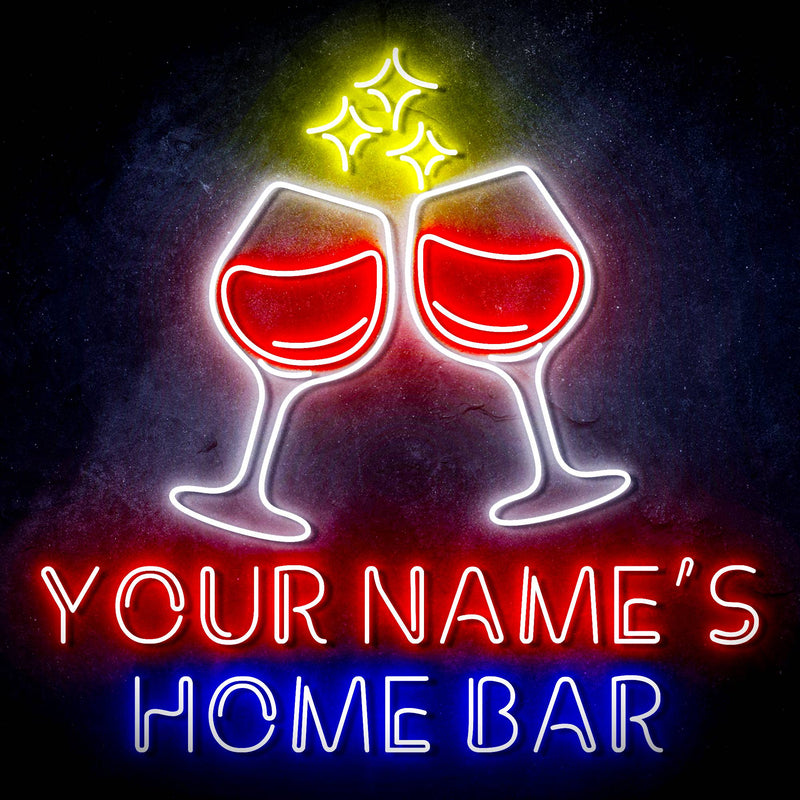 Personalized Ultra-Bright Wine Glasses Home Bar LED Sign with Remote (Neon-Style, LED Technology) - LED Gift Works