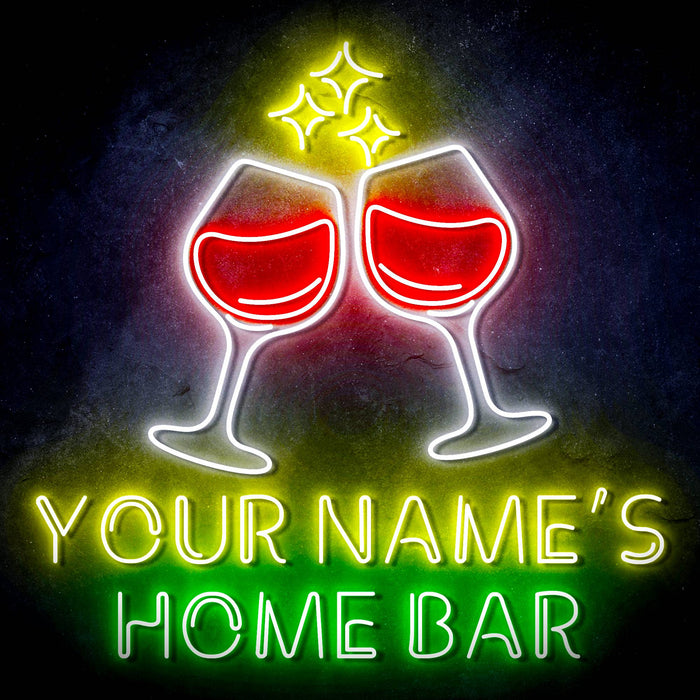 Personalized Ultra-Bright Wine Glasses Home Bar LED Sign with Remote (Neon-Style, LED Technology) - Way Up Gifts