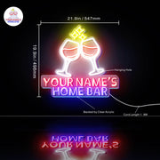 Personalized Ultra-Bright Wine Glasses Home Bar LED Sign with Remote (Neon-Style, LED Technology) - LED Gift Works