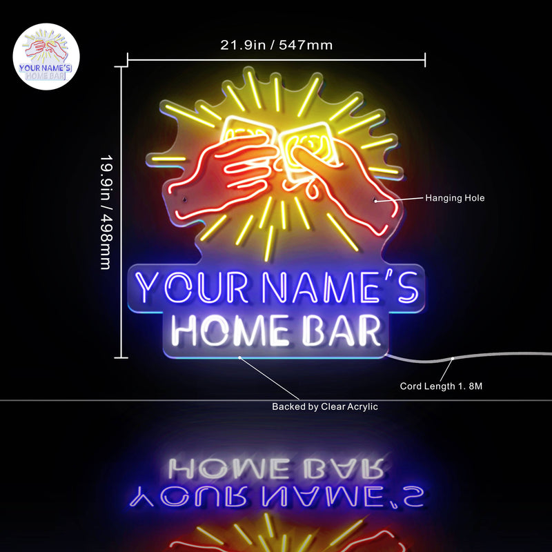 Personalized Ultra-Bright Gin Home Bar LED Sign with Remote (Neon-Style, LED Technology) - LED Gift Works